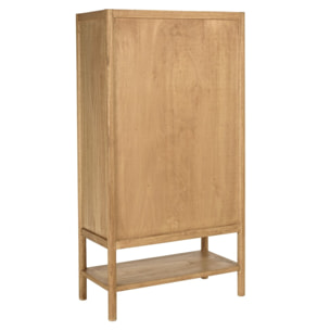 AMY - Vaisselier 2 étagères 2 portes coulissantes mindi / rotin naturel AMY