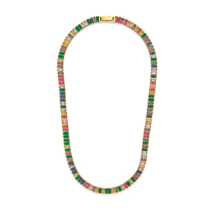 Collar de Circonita Multicolor acabado en oro amarillo de 18k