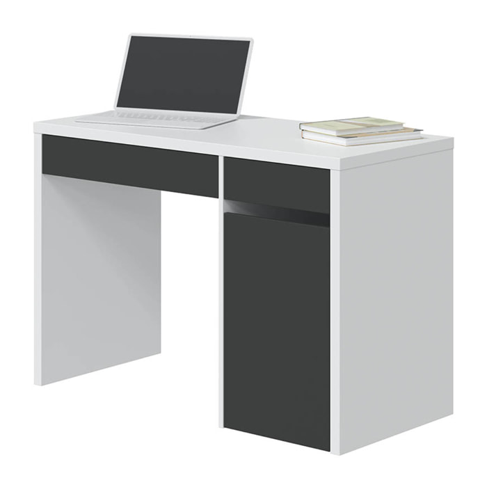 Mesa De Escritorio Reversible Mia 75x108x50 Cm Antracita Blanco Artik