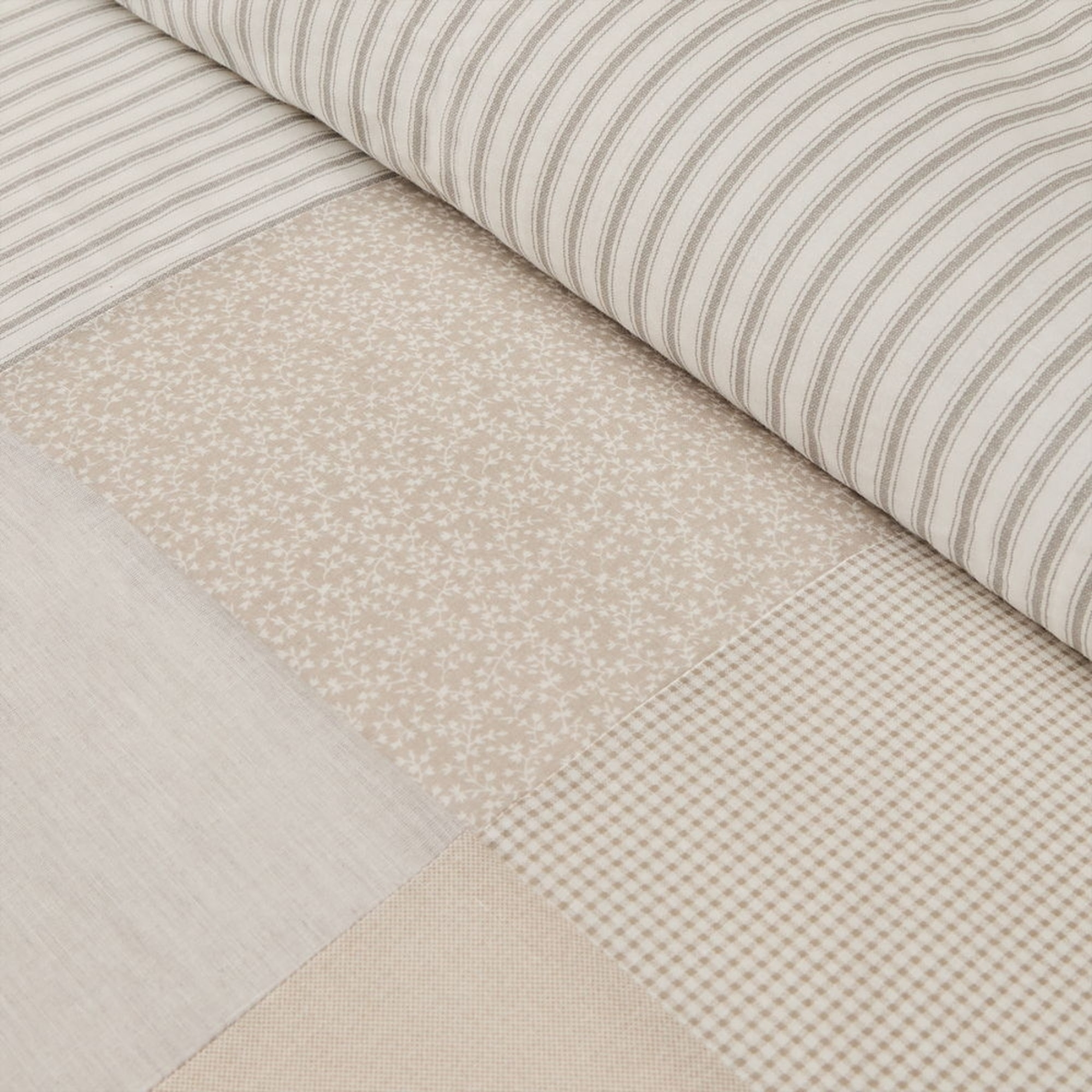 Funda nórdica de algodón 180 hilos patchwork Gropat color gris piedra 100% Algodón