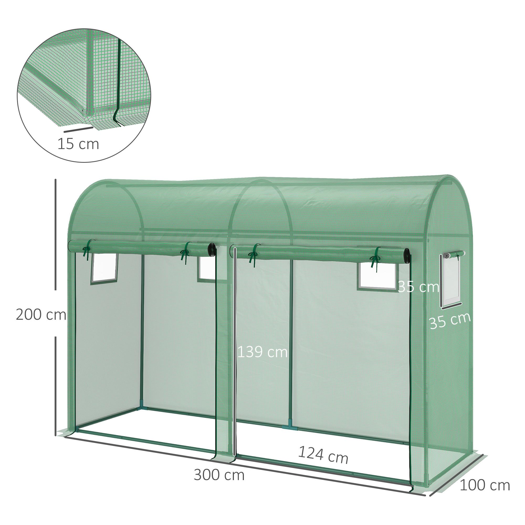 Invernadero Caseta de Jardín Tipo Túnel con 4 Ventanas para Cultivos Plantas