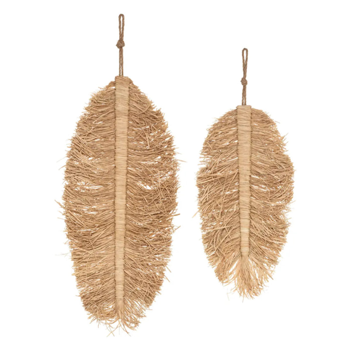 Set de 2 déco murale "Oasis" raphia L24/29cm