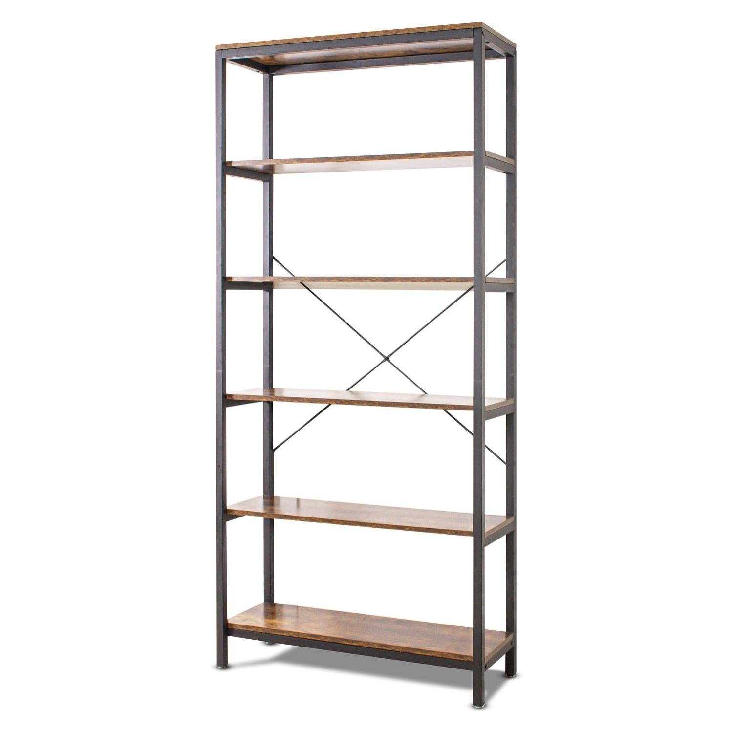 Ganbaru - Libreria scaffale a 6 ripiani in stile industriale, 80x30xH180 cm