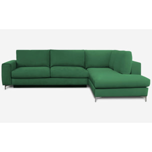 Canapé d'Angle Droit Velours Fiesole, 3 Places, Couchage Intégré, Coffre de Rangement, Housse Déhoussable