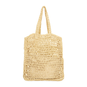 Bolso de playa de paja beige