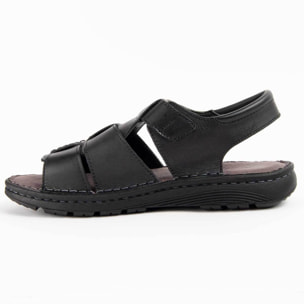 Sandalia De Piel - Negro