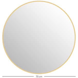 Miroir mural rond dia. 70 cm cadre métal doré