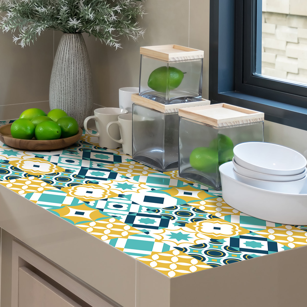Stickers muraux - Sticker Mural Carrelage adhésif Cuisine Salle de Bain - 24 STICKERS CARRELAGES MEUBLE NUNEZ
