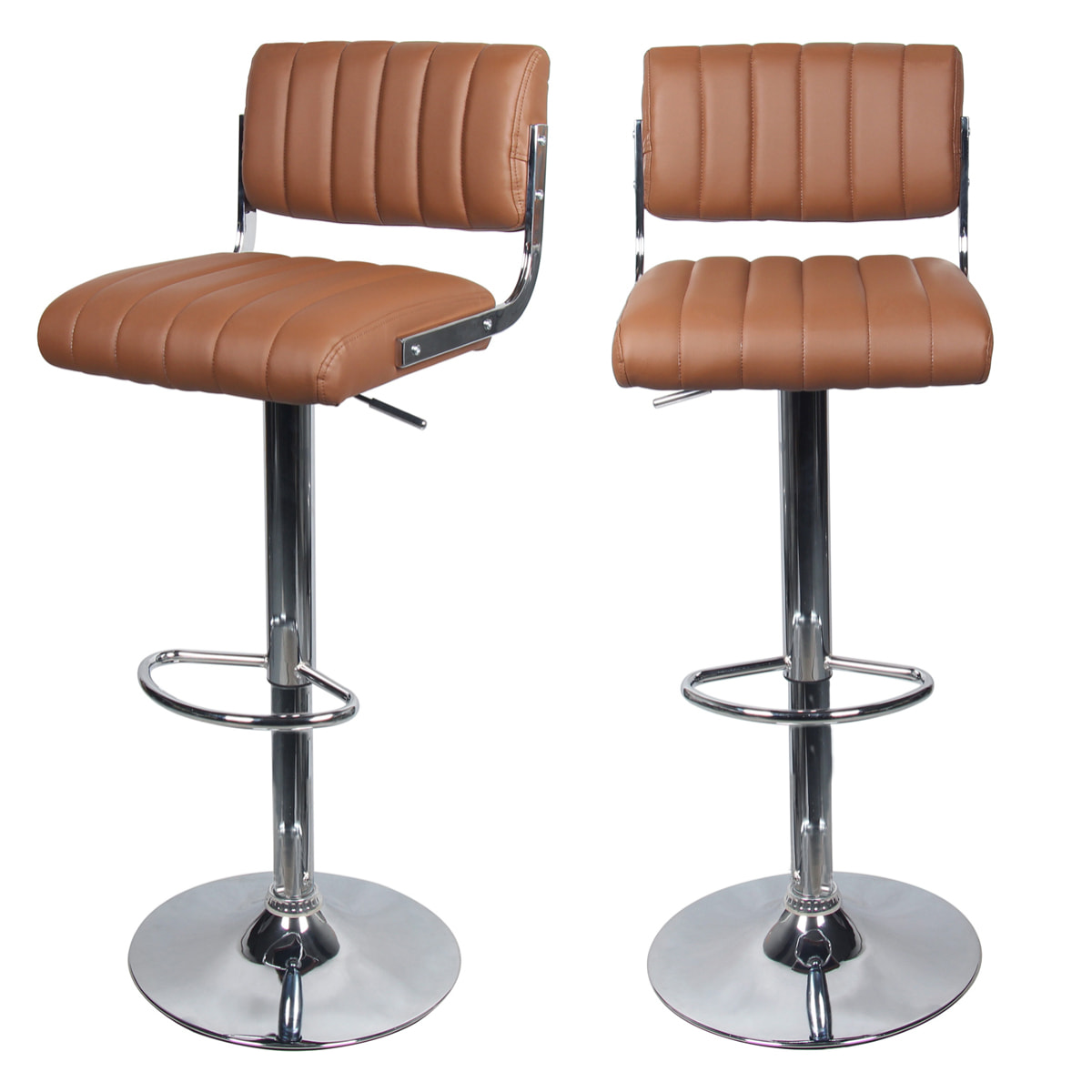 Lot de 2 chaises de bar réglables 61/83 cm en cuir synthétique marron - Houston