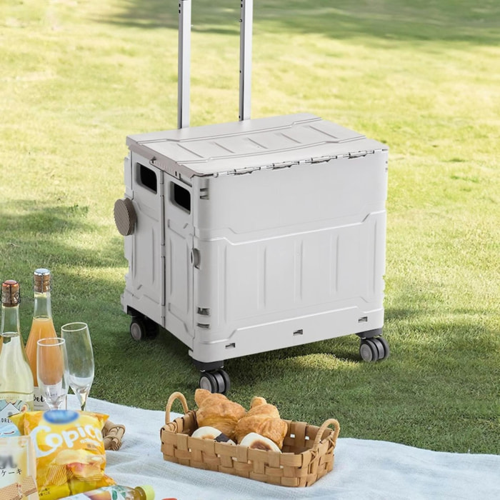 Carrito de almacenaje Plegable 43,5x44x93cm con 4 ruedas giratorias de 360º color Gris-56L