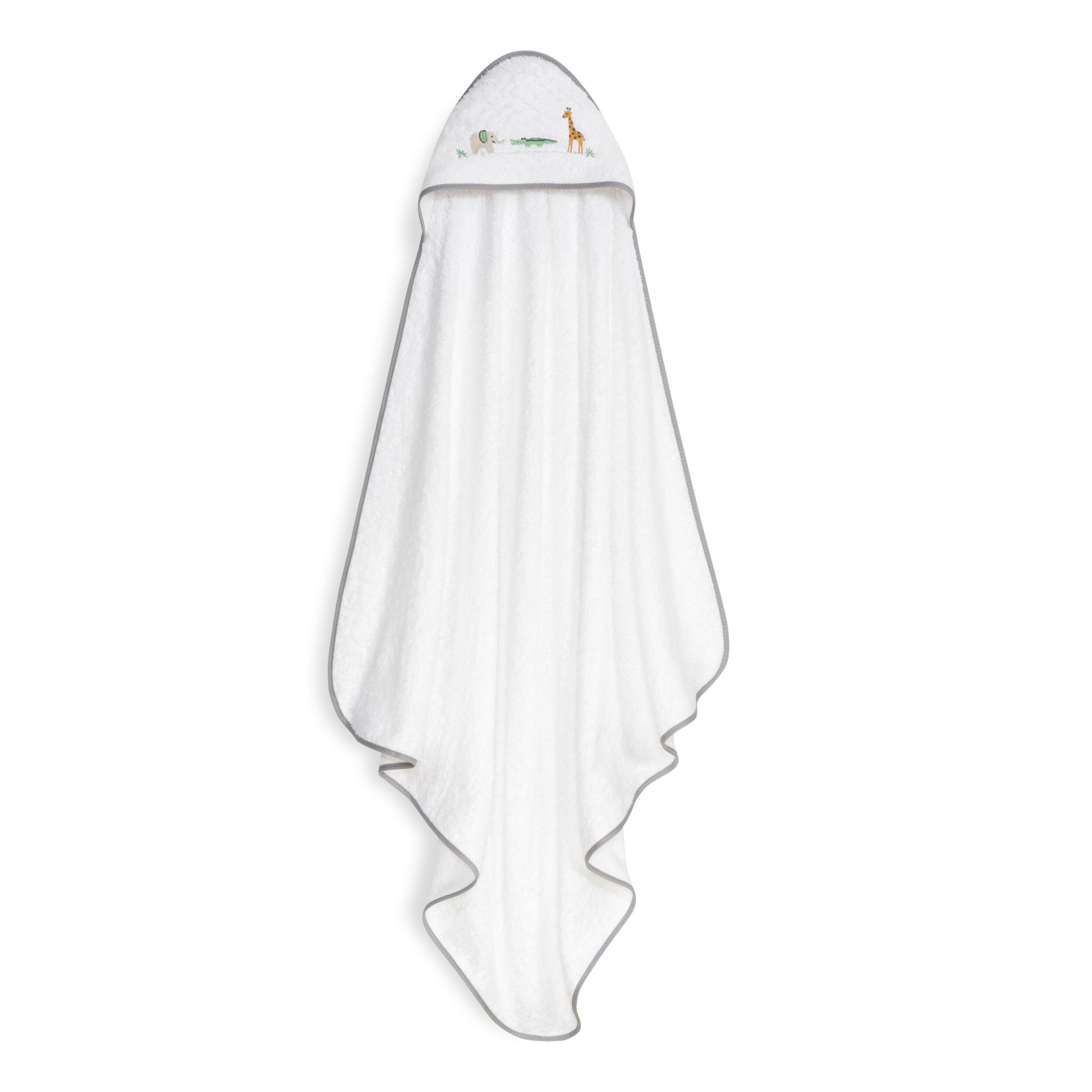 Capa Baño 1X1 Mod Savanna Bordado+ Gorro Bco/Gris