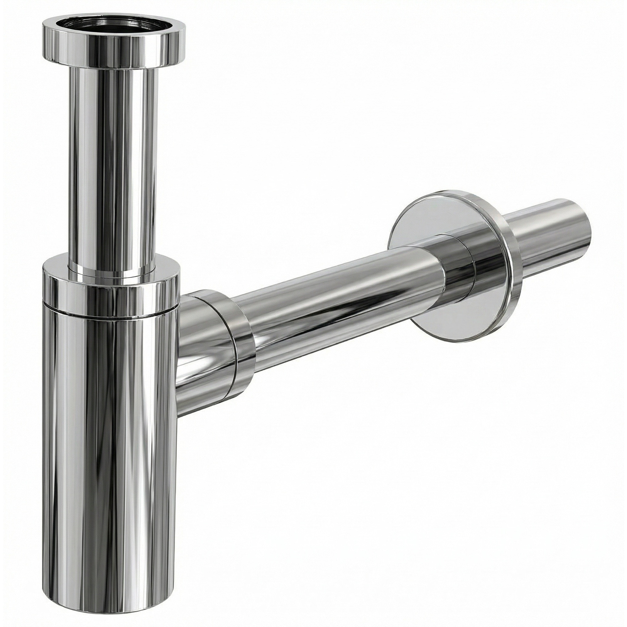 Siphon de lavabo design apparent 100% métal chromé - Alca