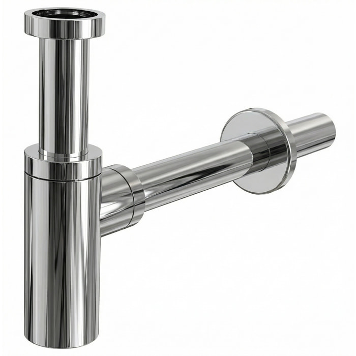 Siphon de lavabo design apparent 100% métal chromé - Alca