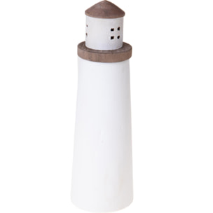 Faro Rotondo Legno 10,5Xh.33 Cm - Pezzi 1 - 10,5X33X10,5cm - Colore: Bianco - Bianchi Dino - Decori Casa E Complementi