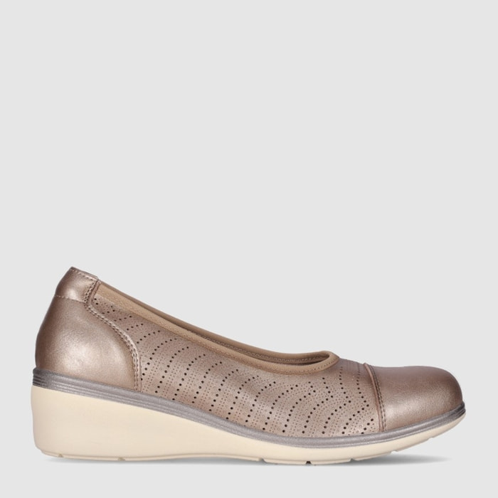 Zapatos de Piel - Bronce - Tacón: 3 cm