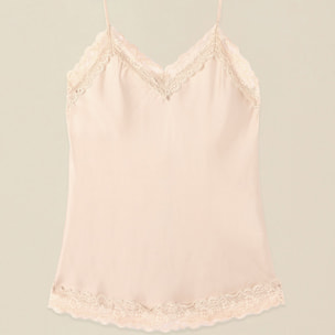 Oltre - Top de lencería en satén y encaje - Beige