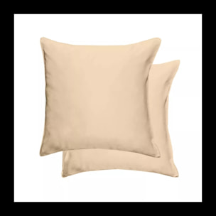 Taie d'oreiller soie uni beige Jouvence champagne