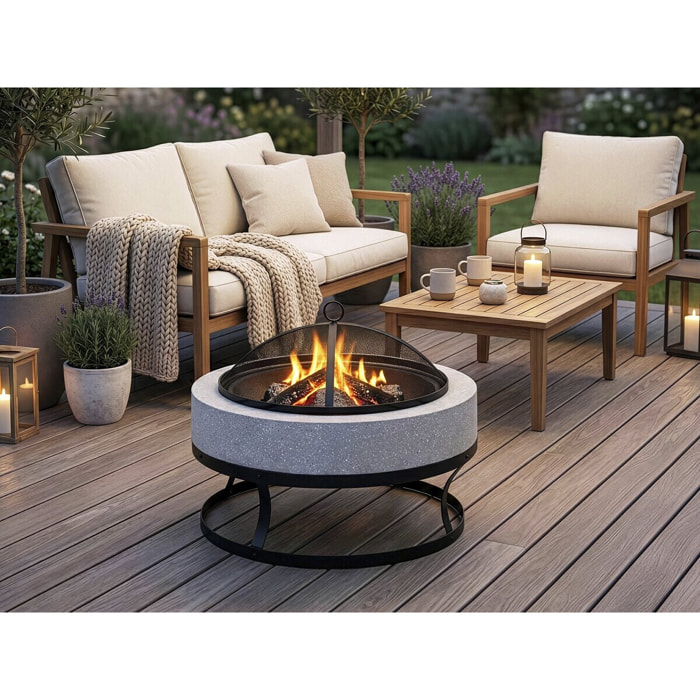 Brasero barbecue en pierre "Torro" - 70 x 70 x 49 cm - Blanc