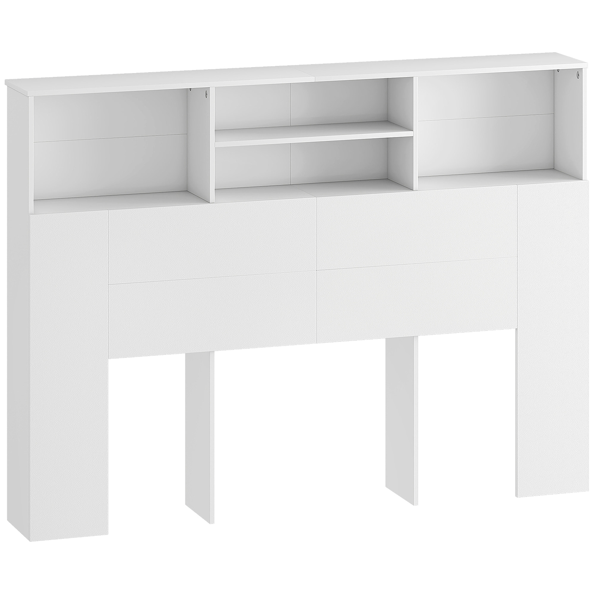 Tête de lit avec rangement - tête de lit bois 140 cm - 4 niches, grande étagère - blanc