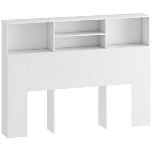 Tête de lit avec rangement - tête de lit bois 140 cm - 4 niches, grande étagère - blanc