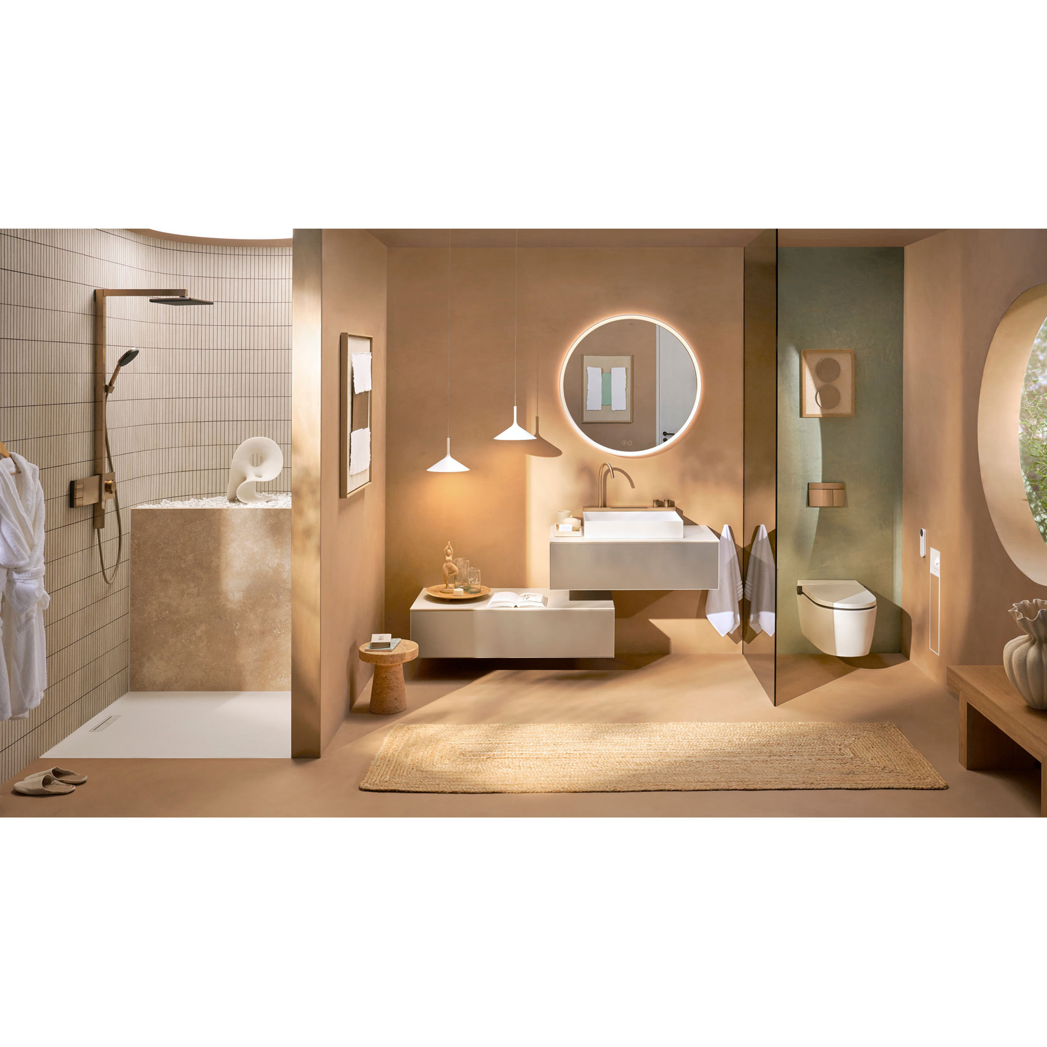 Colonne de douche Raindance Alive Q 2 jets avec thermostatique ShowerSelect Comfort, bronze brossé