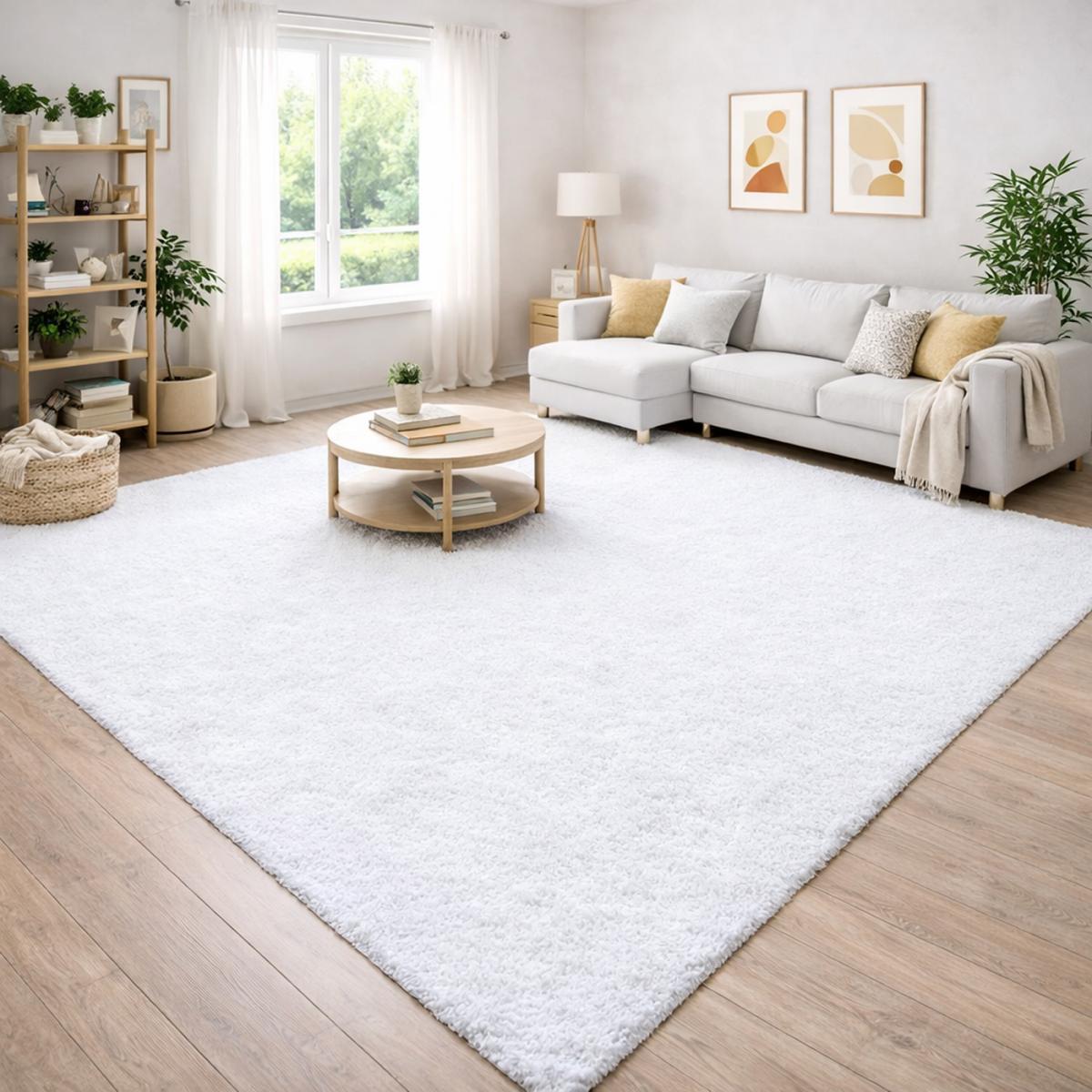 Tapis poils longs shaggy tissé motif uni RIBI