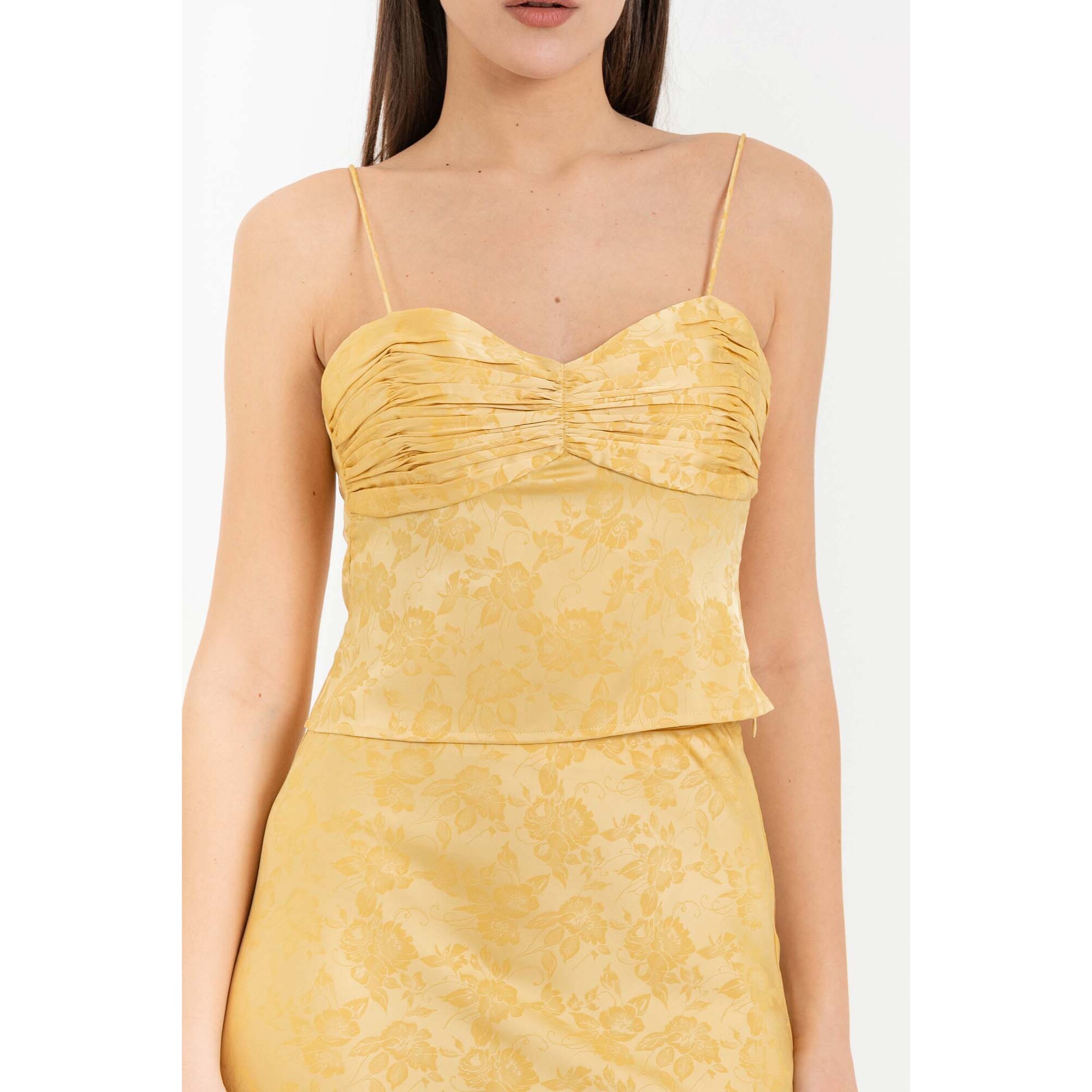 Kocca - Top da donna con scollo a cuore in jacquard floreale Donna