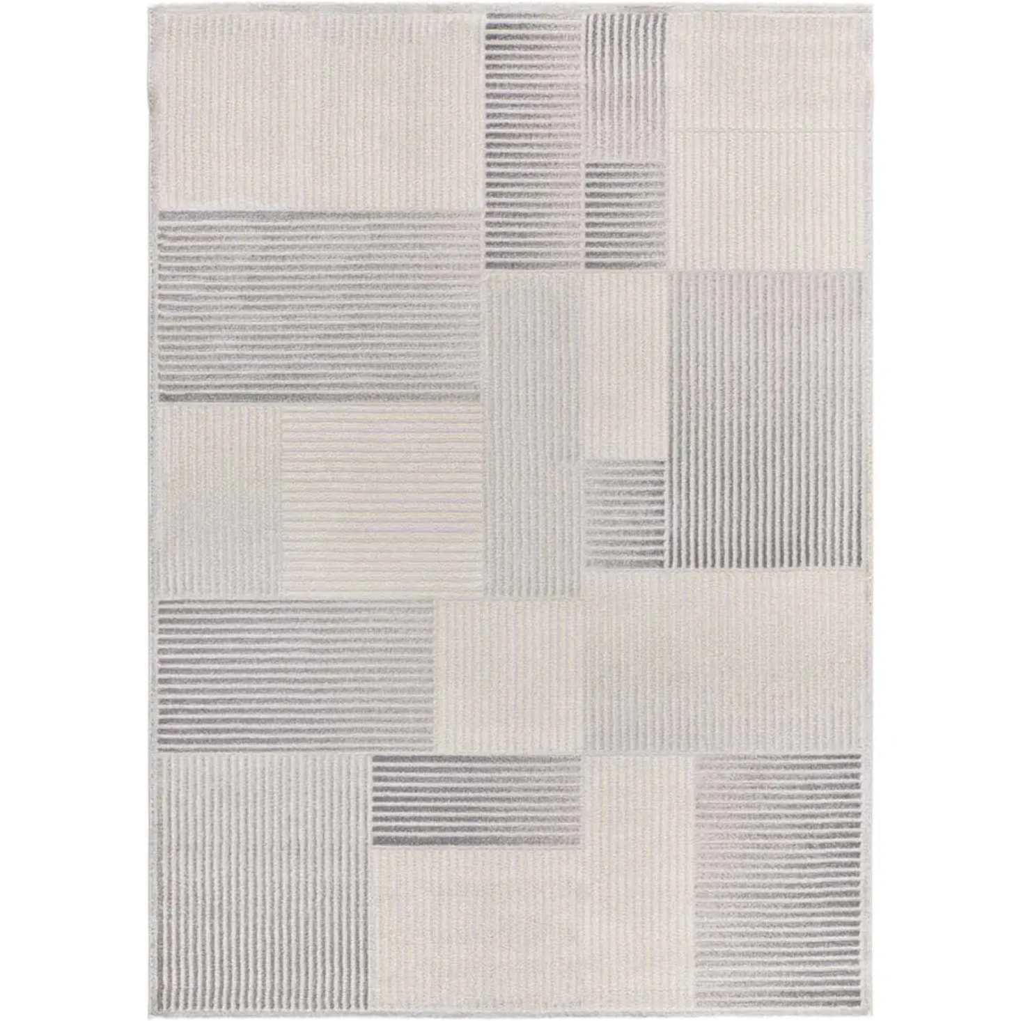 BARESA Alfombra geométrica con relieve en tonos gris y beige, varias medidas disponibles