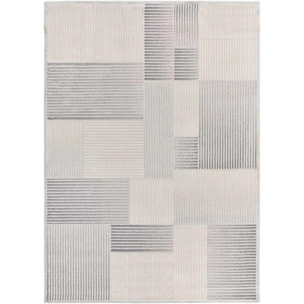 BARESA Alfombra geométrica con relieve en tonos gris y beige, varias medidas disponibles
