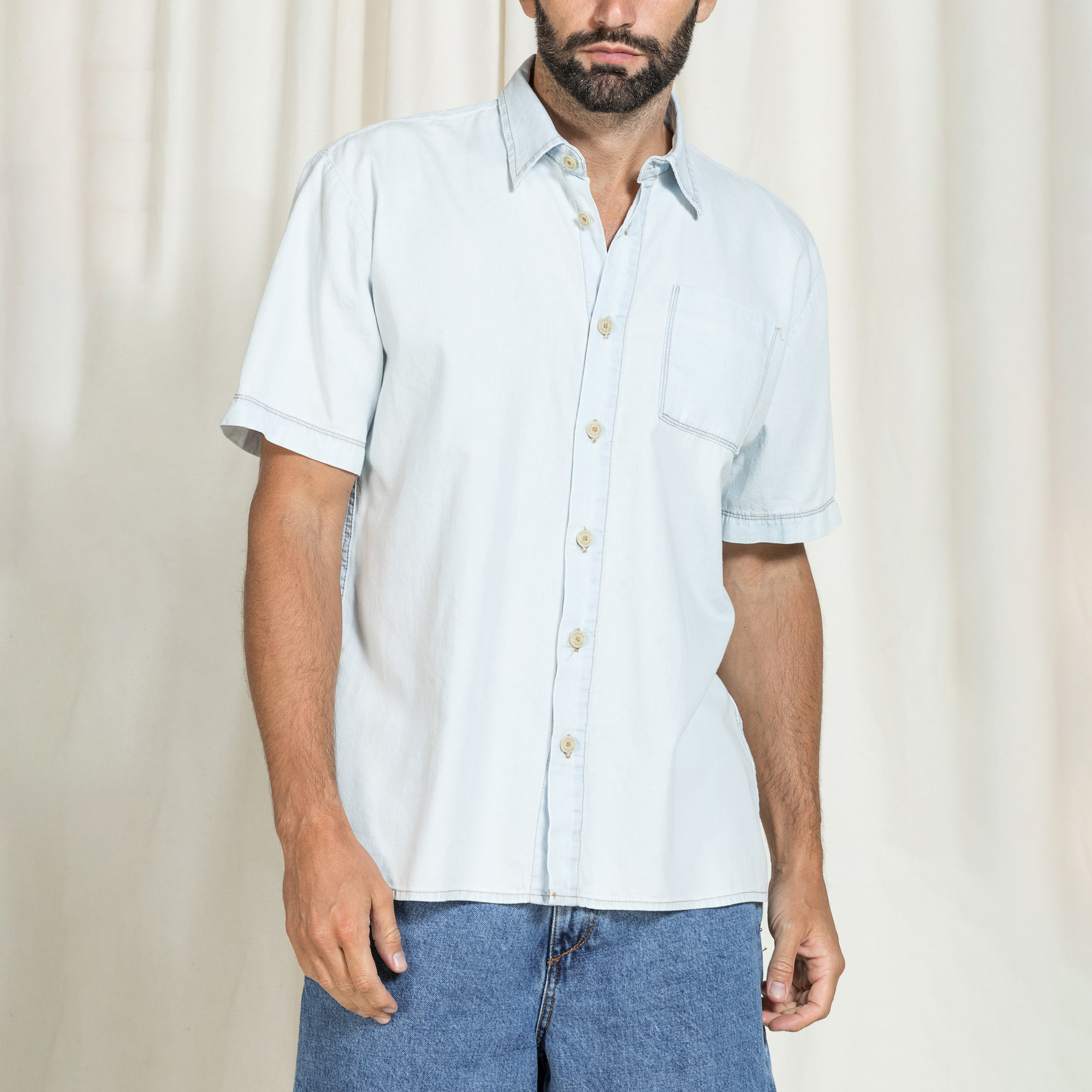 CAMICIA MANICA CORTA IN DENIM REPLICA LEGGERO