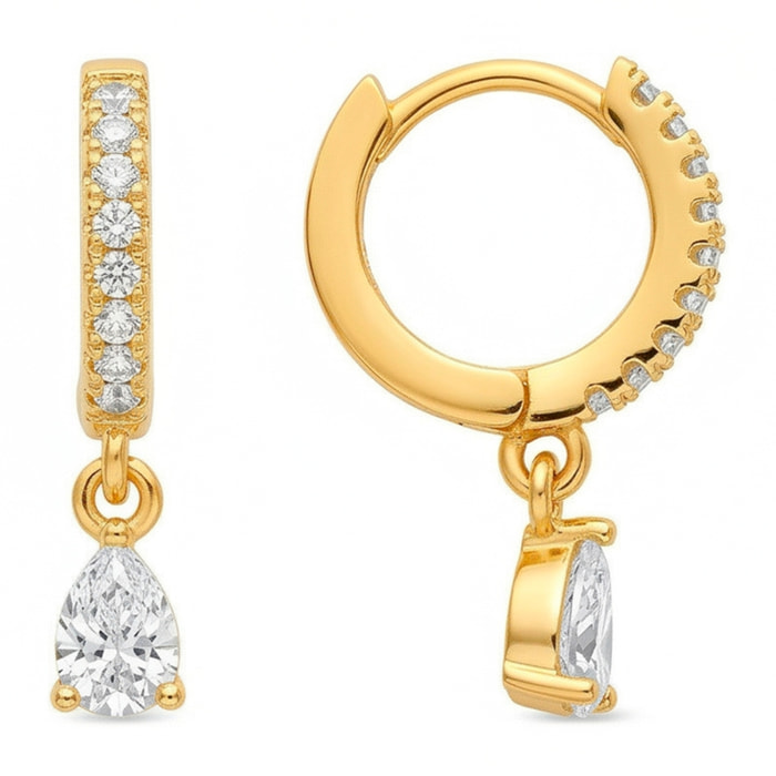 Pendientes acabado oro amarillo de 18k y Circonita Brillante