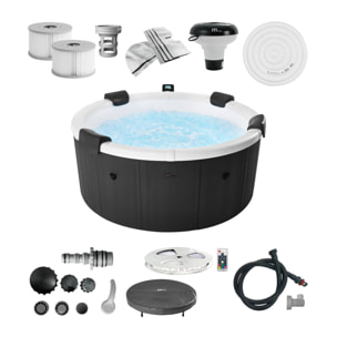Spa rigide 6 places 180cm rond hydromassage 4 coussins bâche + housse DENVER