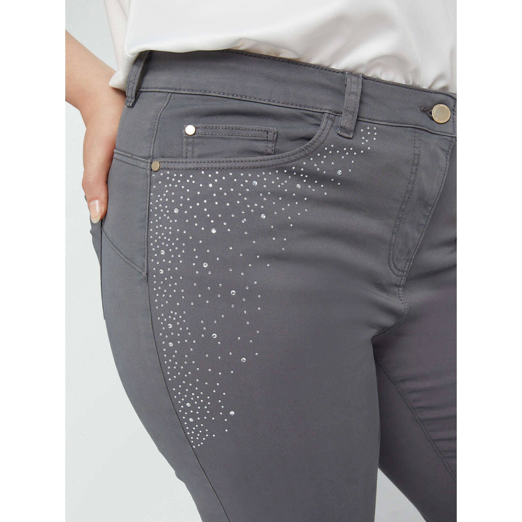 Fiorella Rubino - Jeans skinny con piccoli strass - Grigio