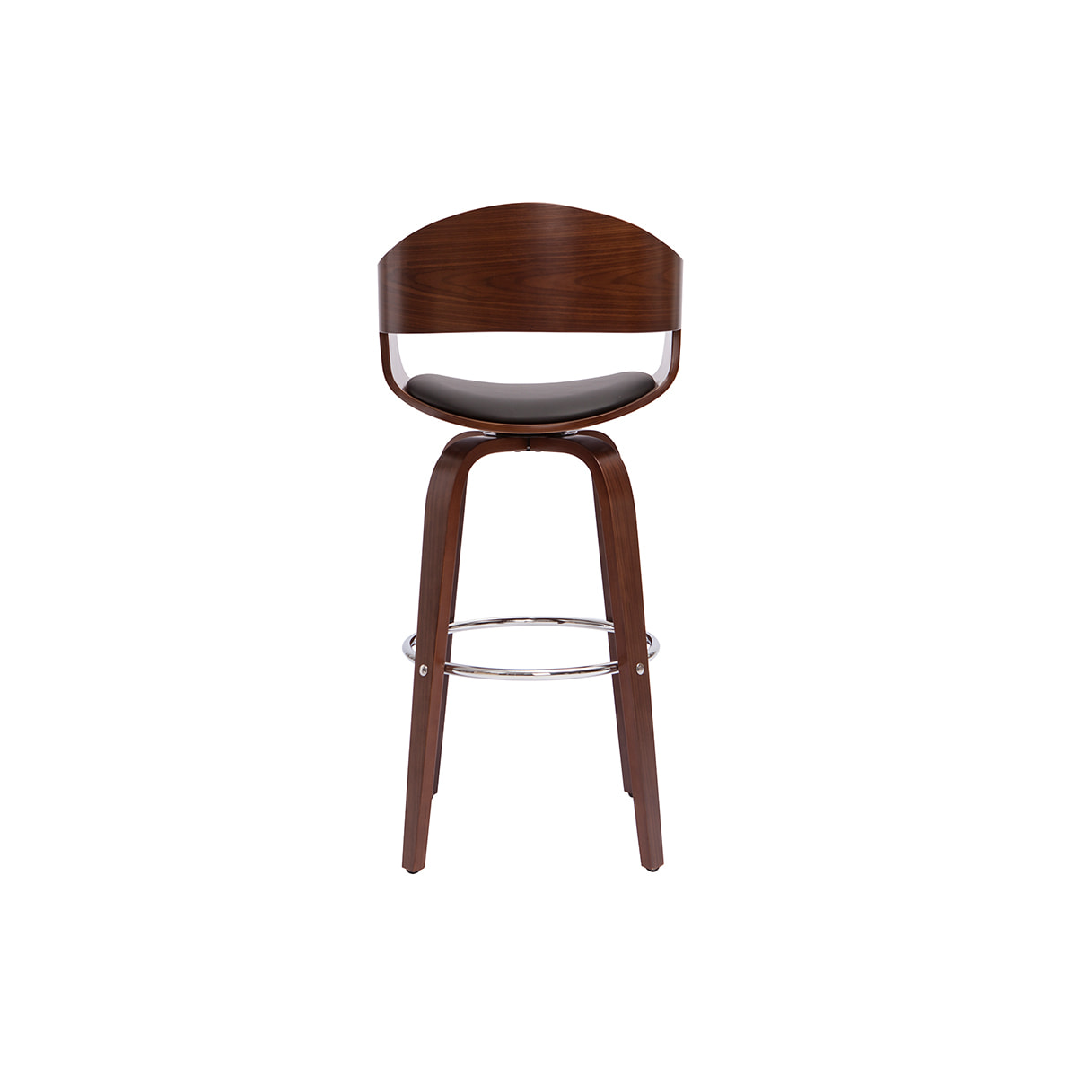 Tabouret de bar design noir et bois foncé noyer H65 cm pivotant 360° GAO