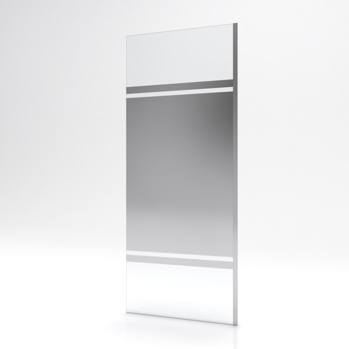 Paroi de Douche avec Bande Miroir 80x200cm - Verre 8mm - Profilé Chrome - FREEDOM 2 MIRROR