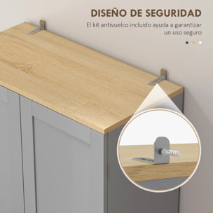 Alacena de Cocina Armario de Cocina Mueble Auxiliar con Puertas y Estantes Ajustables Antivuelco para Comedor Salón 60x30x171 cm Gris