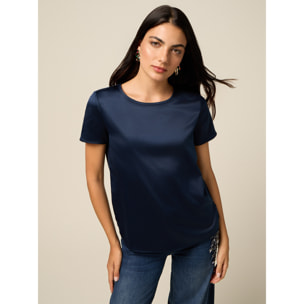 Oltre - Camiseta bimaterial - Azul
