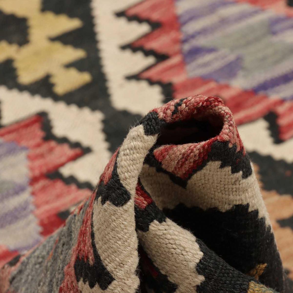 Tapis kilim au motif ethnique, tissé plat en laine, UDOMU