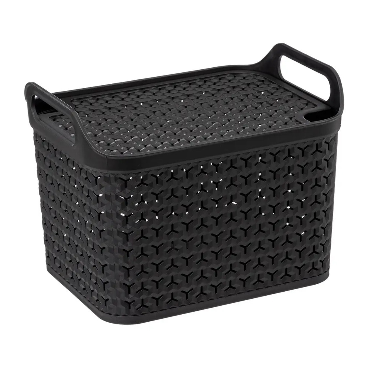 Panier ajouré plastique avec couvercle 12L noir