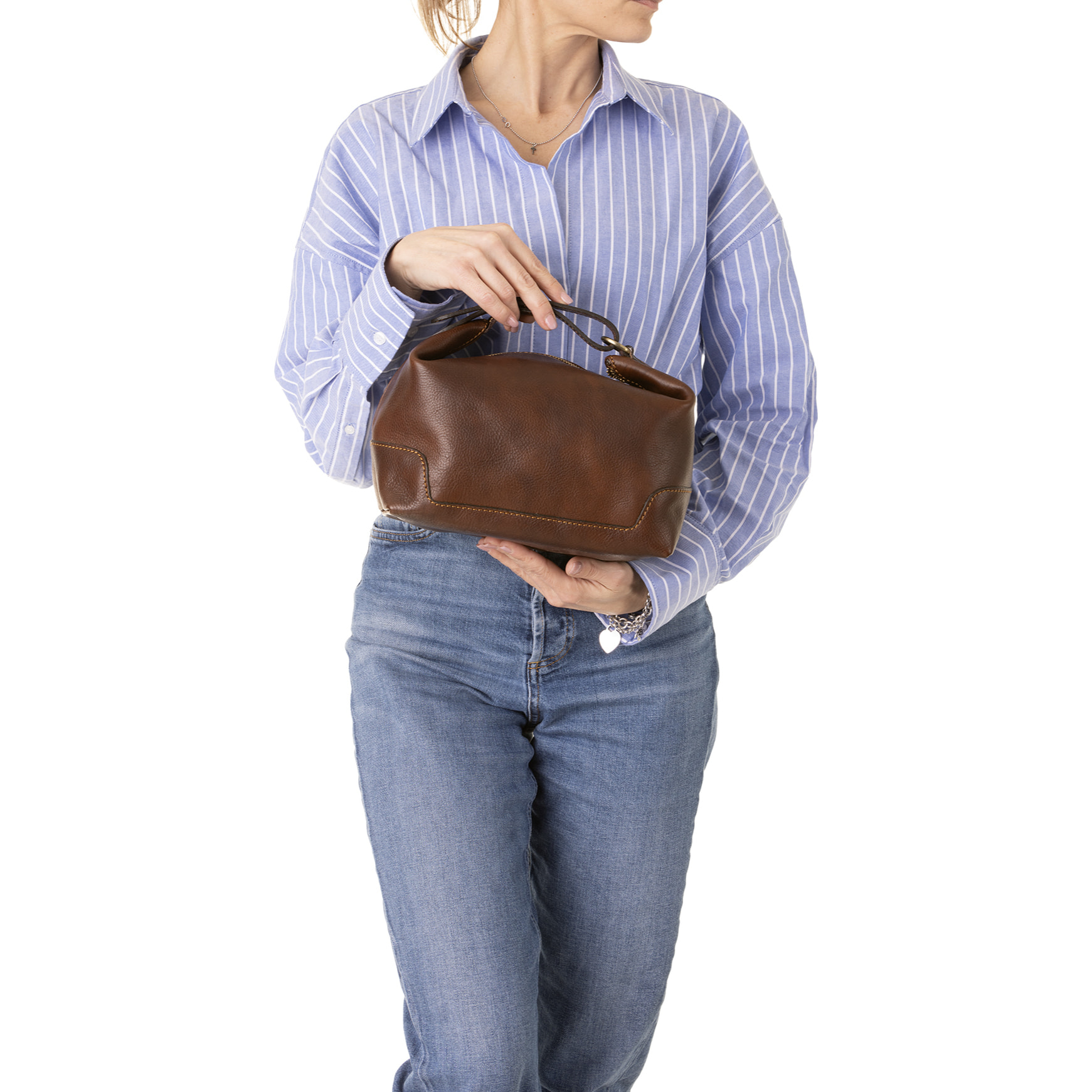 Borsa a mano  unisex In Vera pelle Made in Italy 24x19x18 cm