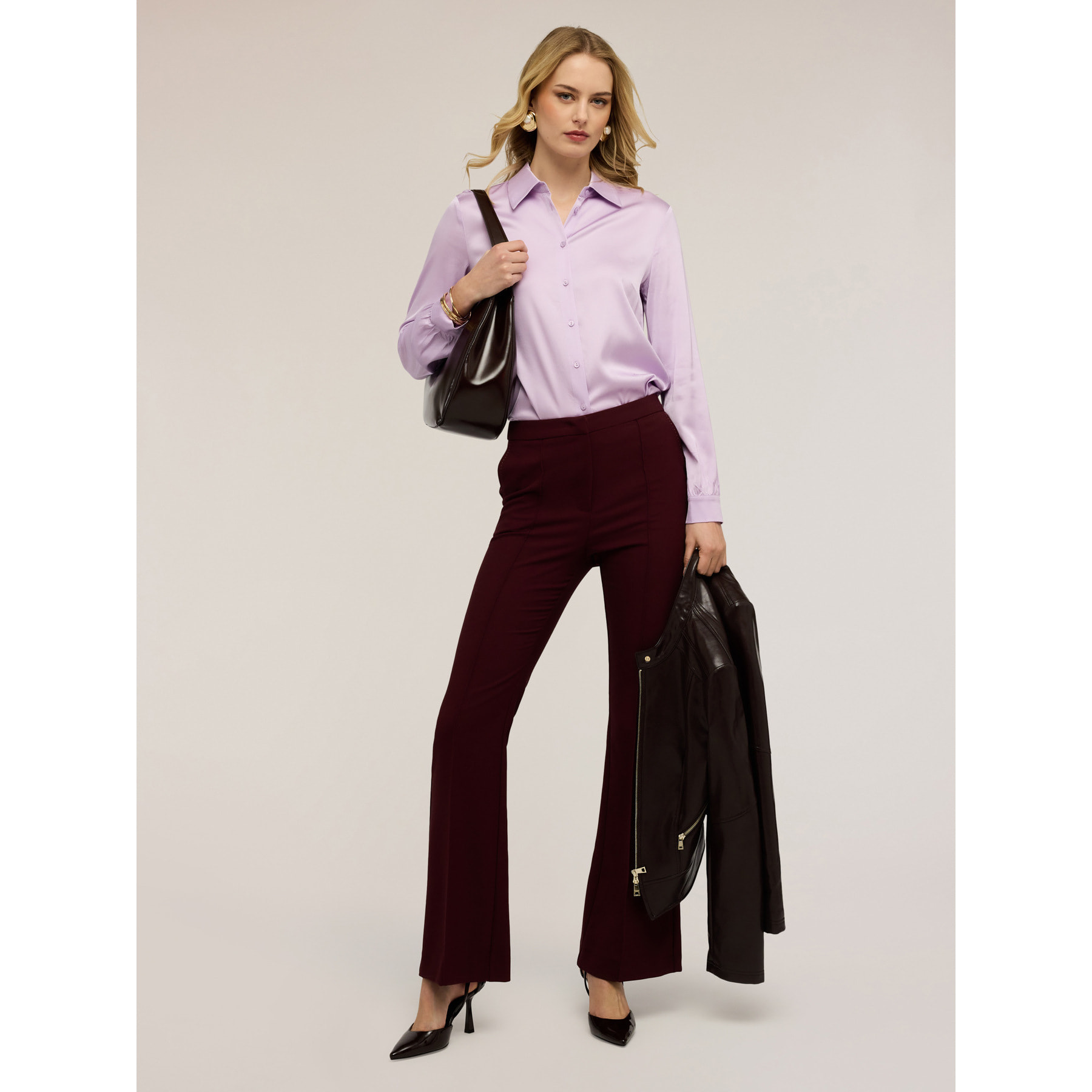 Motivi - Camicia in raso di viscosa - Viola