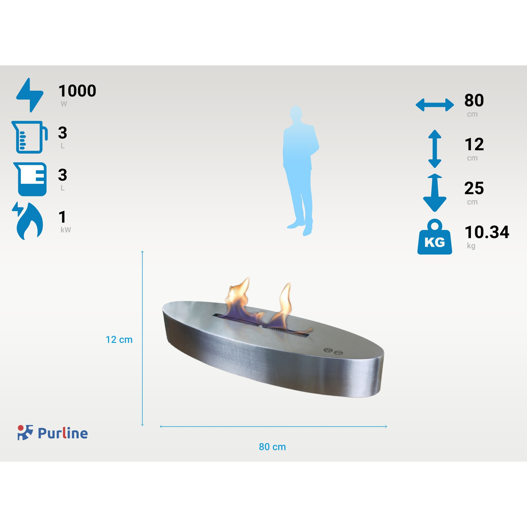 Cheminée de table à l'éthanol en acier inoxydable