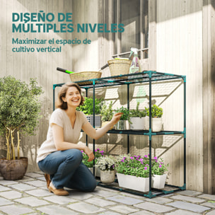 Soporte para Plantas de 3 Niveles para Interior y Exterior, Estantería para Plantas de Acero, Resistente y Estable, Estante para Macetas, Patio, Jardín, Balcón, Verde Oscuro