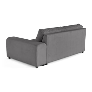 Garance - module d'assise 3 places avec accoudoir droit - en velours côtelé - Gris foncé