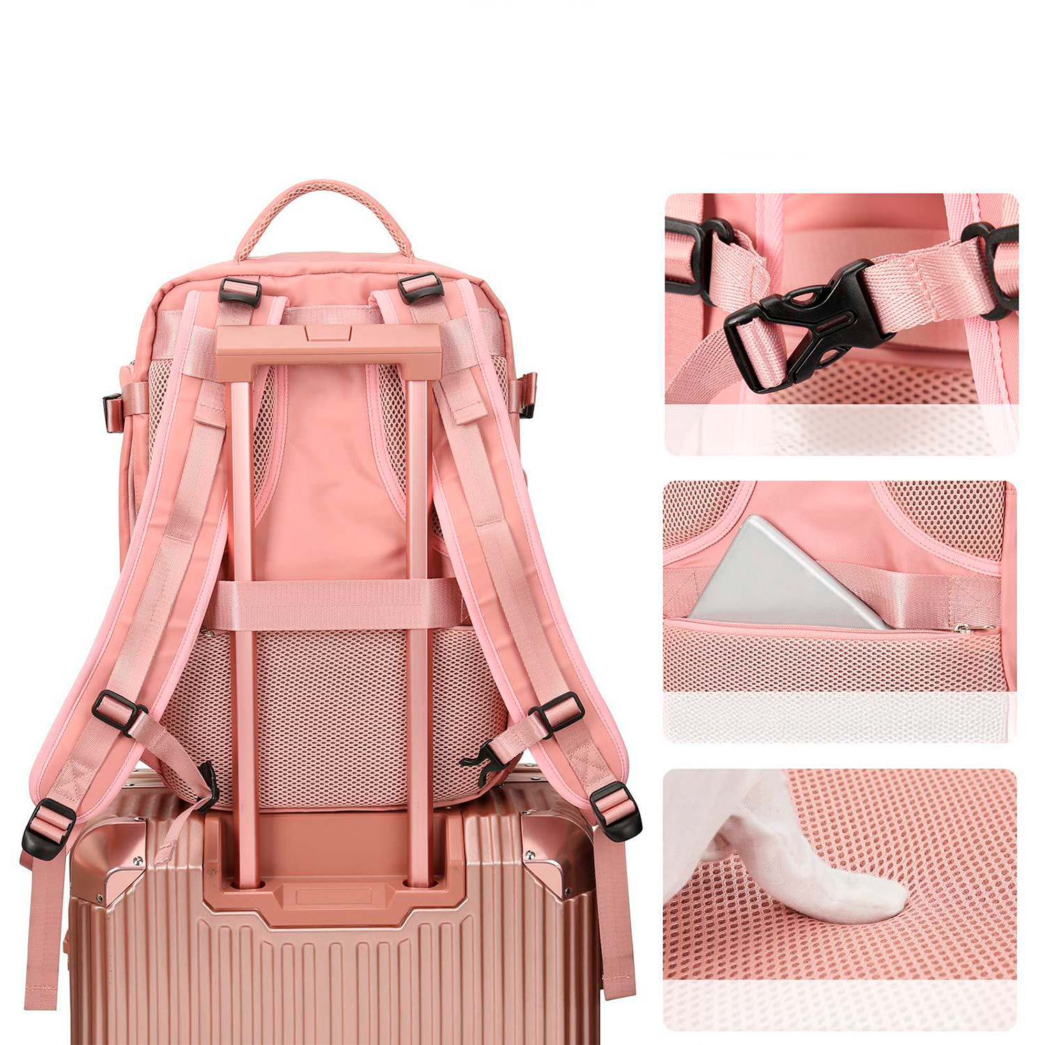 Zaino da cabina per viaggi di grande capacità con multicompartimento (calzature, abbigliamento, laptop).