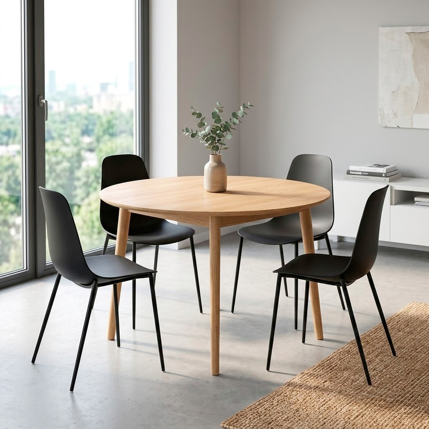 Set 4 Sedie Moderne Con Schienale Ergonomico In Polipropilene E Gambe In Metallo Cucina Sala Da Pranzo Soggiorno Ufficio 87 x 53 x 49 Cm Nero