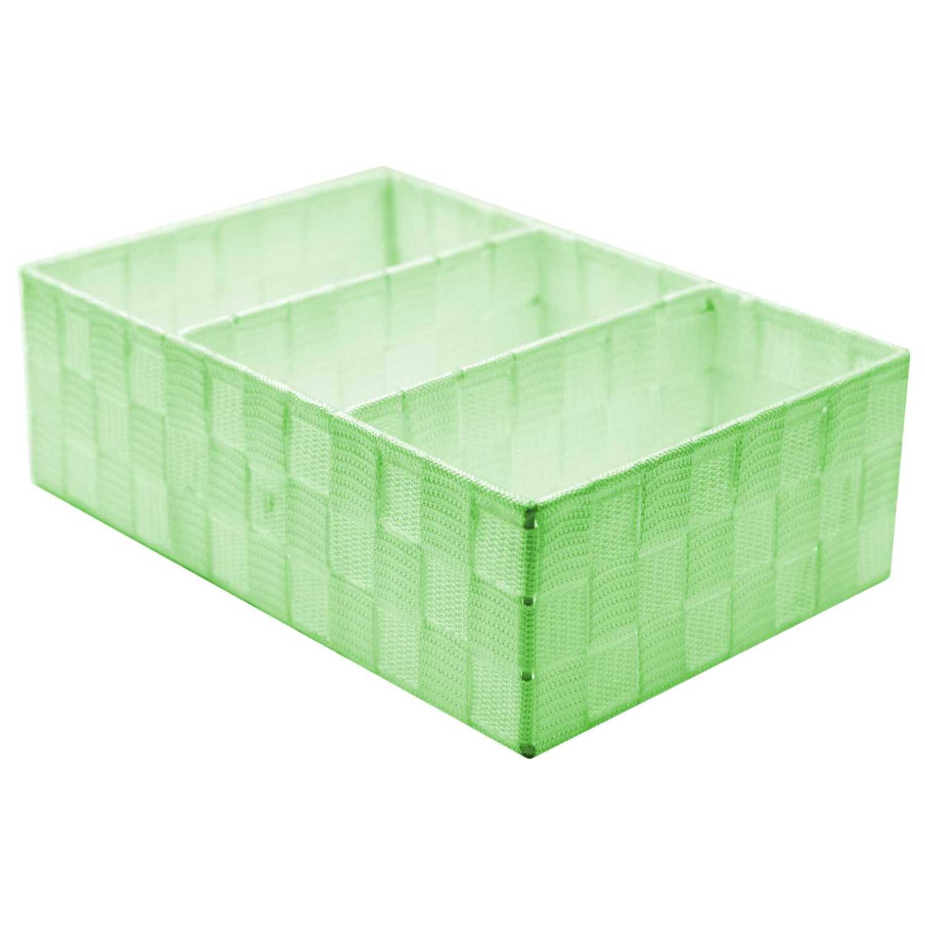 Cassetto in poliestere verde chiaro 3 scomparti rettangolare cm31x21h10