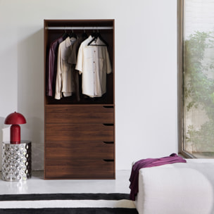 Module dressing décor bois 4 tiroirs 1 penderie NEPAL