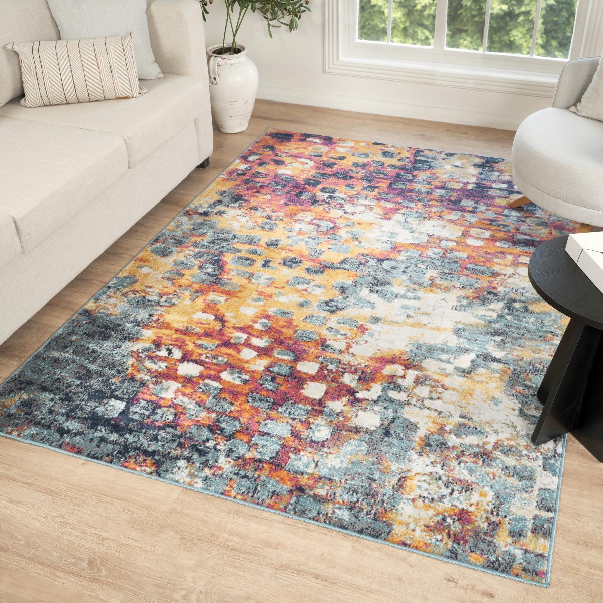 tapis moderne multicolore avec des motifs abstraits