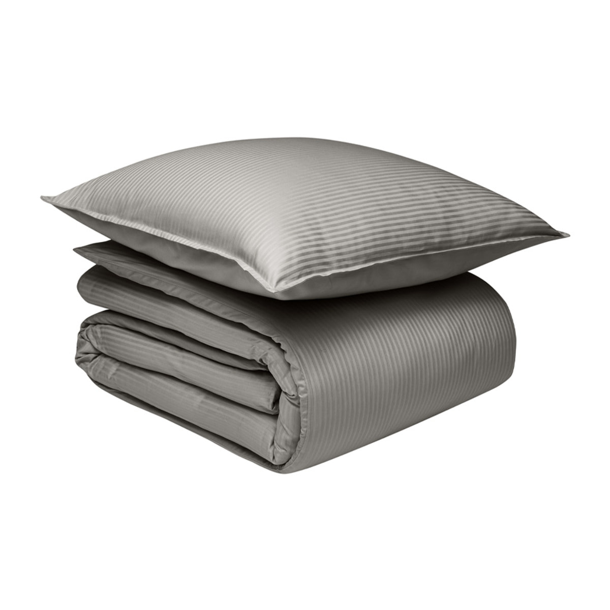 Parure de lit Housse de couette + Taie rectangle en satin de coton, GRAND HÔTEL, Gris Zinc